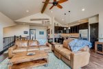 Vaulted ceilings within open floorplan living area